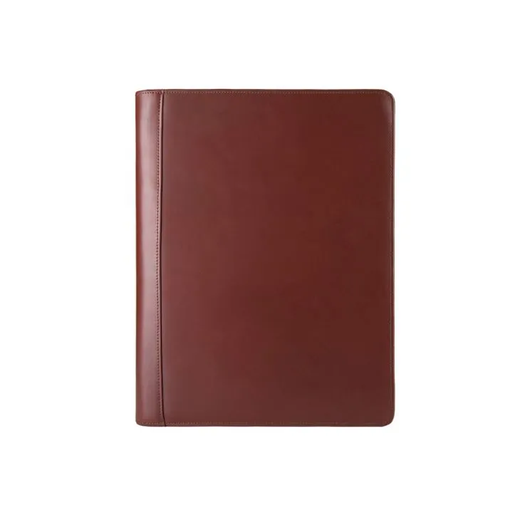 Dark Red Zipper PU Leather Portfolio Case A4