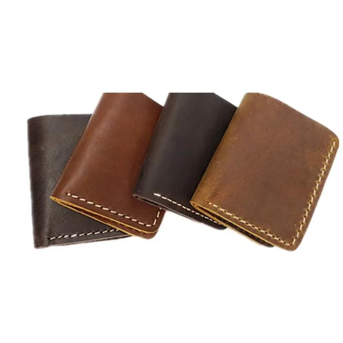 Durable Natural Bifold Genuine Crazy Horse Man Leather Wallet