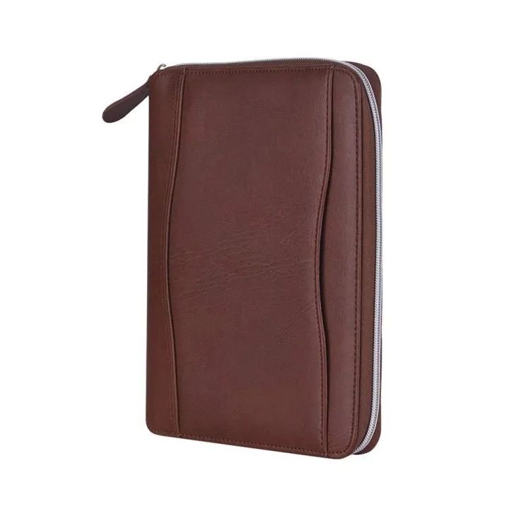 Zipper PU Leather Portfolio Logo Embossed A5 Zipper PU Leather Portfolio Logo Embossed A5