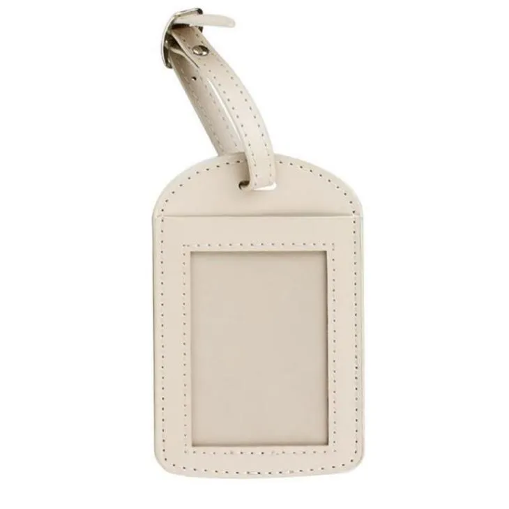 Creamy White Leather Luggage Tag