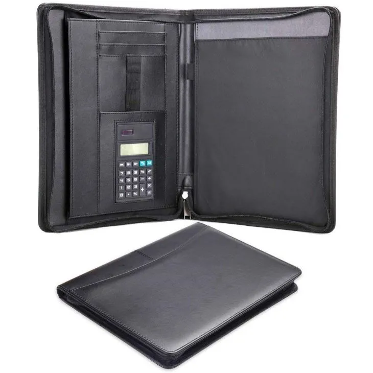 Leather Portfolio With Zipper
